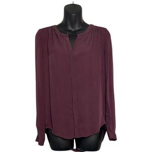 T.babaton Burgundy Silk Button Down Burgundy Blouse Size Small